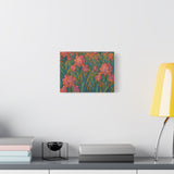Van Gogh Style Pink Iris Garden Painting, Impressionist Floral Wall Art