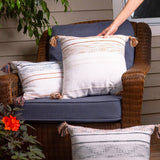 Tylanne 18X18" Handwoven Recycled Outdoor Throw Pillow