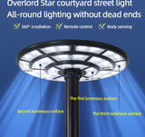 4500W Solar Outdoor Light Round 360° Wide Angle UFO Garden Pole And Wall Street Lights with Remote