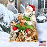 Merry Christmas Outdoor Scene with Santa and Snowman Decor by Susan Winget - 8471102F-SW