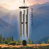 Musical Zenith Series Wind Chime with 'Dutch Bell' text against a mountainous landscape