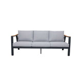Nova 4-Piece Aluminum & Teak Sofa Set with Stationary Chairs