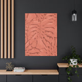 Coral Monstera Canvas Print – Botanical Wall Art