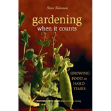 Book cover of 'Gardening When It Counts' by Steve Solomon with a focus on gardening and food growing.