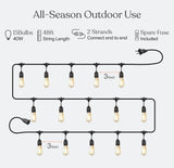 48Ft Pro Vintage Edition Plug-In Outdoor Heavy Quality 40W Commercial String Lights-15 Bulbs