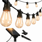 27F Solar Powered String Lights Waterproof LED Hanging Edison Bulb Lights with 12 Bulbs