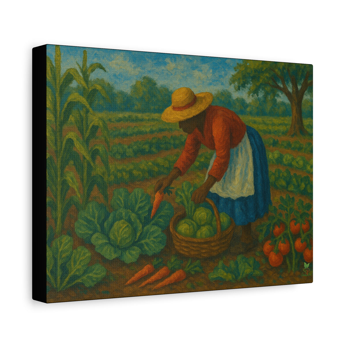 Gullah Geechee Vegetable Garden Folk Art, African American Woman Harvesting