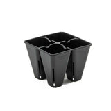 Black plastic plant pot on a white background 4 Cell Plug Tray Inserts