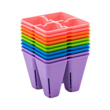 Stack of colorful plastic 4 Cell Plug Tray Inserts