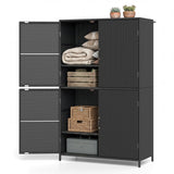Rattan Vertical Storage Shed with Adjustable Shelves