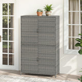 Rattan Vertical Storage Shed with Adjustable Shelves