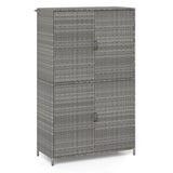 Rattan Vertical Storage Shed with Adjustable Shelves