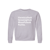 Vermiculite, GrowLights, MossPoles & Perlite Plant Lover Sweatshirt – Organic Cotton Raglan