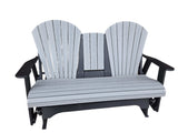 Gray and black 6' Adirondack Style Bench Gliderh on a white background
