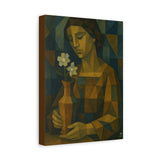 Cubist Woman with Flower Vase Abstract Art Print