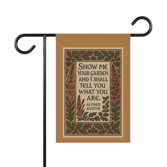 Show Me Your Garden Banner, Decorative Garden Flag, Plant Lover Gift, Outdoor Home Decor, Floral Banner, Garden Art