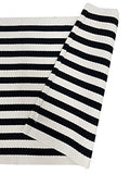 Fennco Styles Woven Classic Striped Area Rug 24" W x 51" L - Navy Blue Cotton Blend Carpet Indoor Outdoor Floor Mat for Living Room, Entryway, Bedroom and Floor Décor