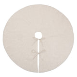 Fennco Styles Red Piping Design Decorative Christmas Tree Skirt 56 Inch Round - Linen Blend Holiday Tree Skirt for Home, Christmas Tree, Indoor Outdoor Decoration