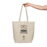 Inspirational Canvas Tote Bag - "Bloom Where You Overthink" Practical Eco-Friendly Tote for Shopping, Gym, Gifts, Travel, Farmers Market