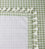 Fennco Styles Simply Striped Tassel Cotton Blend 55 x 55 Inch Tablecloth - Green Table Cover for Banquets, Holiday, Special Events, Outdoor and Home Décor