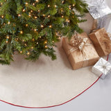 Fennco Styles Red Piping Design Decorative Christmas Tree Skirt 56 Inch Round - Linen Blend Holiday Tree Skirt for Home, Christmas Tree, Indoor Outdoor Decoration