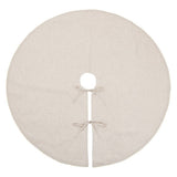 Fennco Styles Red Piping Design Decorative Christmas Tree Skirt 56 Inch Round - Linen Blend Holiday Tree Skirt for Home, Christmas Tree, Indoor Outdoor Decoration