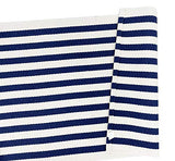 Fennco Styles Woven Classic Striped Area Rug 24" W x 51" L - Navy Blue Cotton Blend Carpet Indoor Outdoor Floor Mat for Living Room, Entryway, Bedroom and Floor Décor