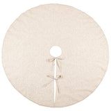 Fennco Styles Red Piping Design Decorative Christmas Tree Skirt 56 Inch Round - Linen Blend Holiday Tree Skirt for Home, Christmas Tree, Indoor Outdoor Decoration