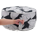 Fennco Styles Modern Tropic Design Round Indoor & Outdoor Pouf – 200lbs Weight Capacity Removable Cover Ottoman for Low Seat, Bedroom, Backyard and Living Room Décor