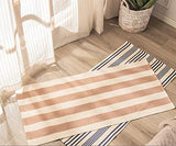 Fennco Styles Woven Classic Striped Area Rug 24" W x 51" L - Navy Blue Cotton Blend Carpet Indoor Outdoor Floor Mat for Living Room, Entryway, Bedroom and Floor Décor
