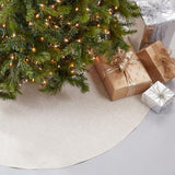 Fennco Styles Red Piping Design Decorative Christmas Tree Skirt 56 Inch Round - Linen Blend Holiday Tree Skirt for Home, Christmas Tree, Indoor Outdoor Decoration