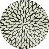 Fennco Styles Geometric Capiz Design Placemat 15" Round, 1-Piece – Black & White Elegant Table Mat for Home, Dining Room Décor, Banquets, Indoor & Outdoor and Special Events