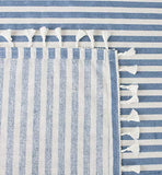 Fennco Styles Simply Striped Tassel Cotton Blend 55 x 55 Inch Tablecloth - Green Table Cover for Banquets, Holiday, Special Events, Outdoor and Home Décor