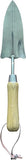Trowel with wooden handle and metal blade on a white background
