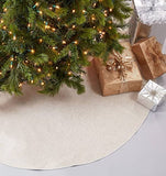 Fennco Styles Red Piping Design Decorative Christmas Tree Skirt 56 Inch Round - Linen Blend Holiday Tree Skirt for Home, Christmas Tree, Indoor Outdoor Decoration