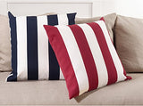 Fennco Styles Classic Wide Striped Poly Filled Throw Pillow - Blue Printed Accent Cushion for Home, Indoor Outdoor, Couch, Bedroom and Office Décor