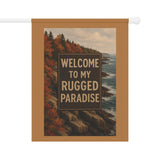 Welcome to My Rugged Paradise, Maine Coast Autumn Garden Banner