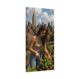Blooming Above the City, A Rooftop Garden Oasis in New York, Urban Gardening Canvas Print