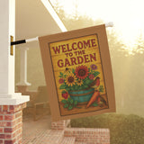 Rustic Garden Charm Banner – “Welcome to the Garden” - Floral Outdoor Decor, Gardening Gift, Butterfly Garden Sign, Home & Patio Decor