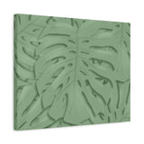 Sage Green Monstera Canvas Print – Botanical Wall Art