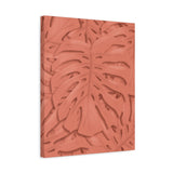 Coral Monstera Canvas Print – Botanical Wall Art