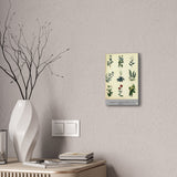 Decorative wall panel with Culpeper botanical design on a neutral wall above a desk.