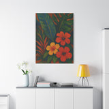 Gauguin Inspired Tropical Still Life with Hibiscus and Foliage
