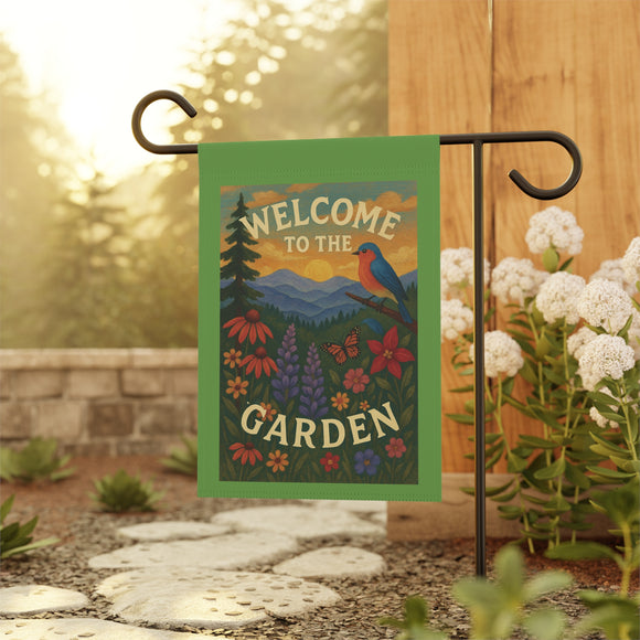 Appalachian Garden Welcome Banner – “Wildflowers & Bluebirds” - Floral Outdoor Decor, Gardening Gift, Home & Patio Decor