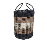Five Stripe Rope Storage Basket Black, Brown and Tan - FREE SHIPPING
