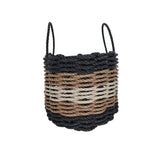 Five Stripe Rope Storage Basket Black, Brown and Tan - FREE SHIPPING