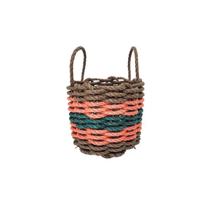 Five Stripe Rope Storage Basket Brown, Orange and Hunter Green - FREE SHIPPING