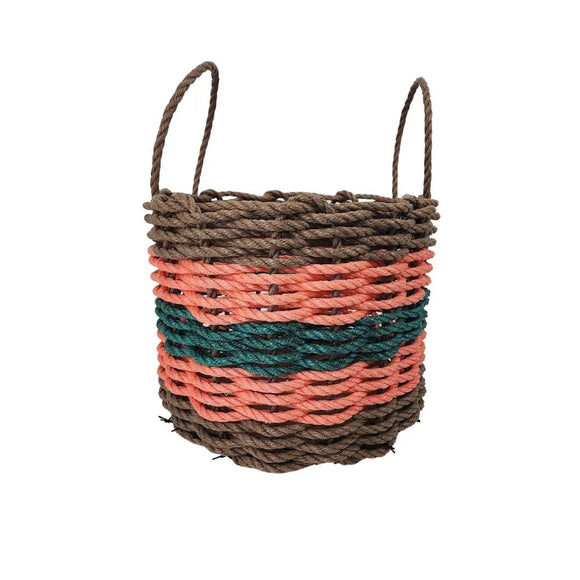 Five Stripe Rope Storage Basket Brown, Orange and Hunter Green - FREE SHIPPING