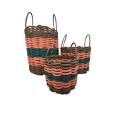Five Stripe Rope Storage Basket Brown, Orange and Hunter Green - FREE SHIPPING