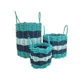 Five Stripe Rope Storage Basket Teal, Navy Blue & Seafoam - FREE SHIPPING
